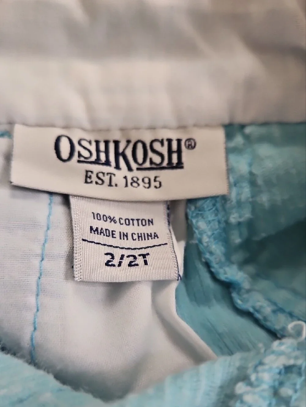 OshKosh B'gosh Girls Blue Corduroy Floral Embroidered Overalls Size 2T